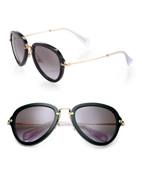 miu miu noir aviator sunglasses|Women's Miu Miu Aviator Sunglasses .